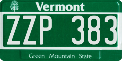 VT license plate ZZP383
