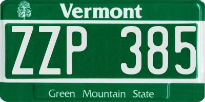 VT license plate ZZP385