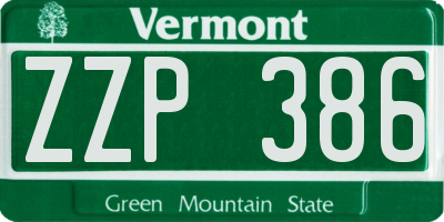 VT license plate ZZP386