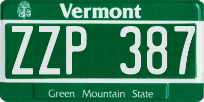 VT license plate ZZP387
