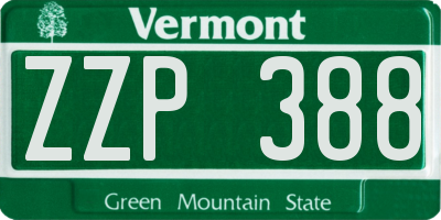 VT license plate ZZP388