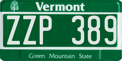 VT license plate ZZP389