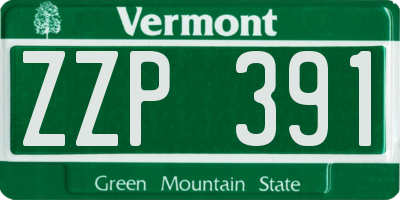 VT license plate ZZP391