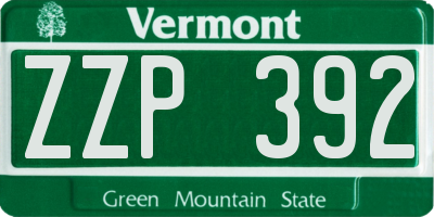 VT license plate ZZP392