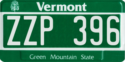 VT license plate ZZP396