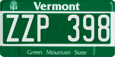 VT license plate ZZP398