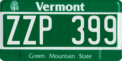 VT license plate ZZP399