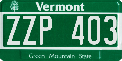 VT license plate ZZP403