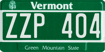 VT license plate ZZP404