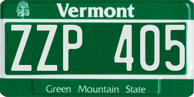 VT license plate ZZP405