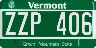 VT license plate ZZP406