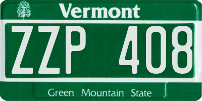 VT license plate ZZP408