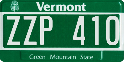 VT license plate ZZP410