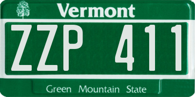 VT license plate ZZP411