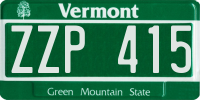 VT license plate ZZP415