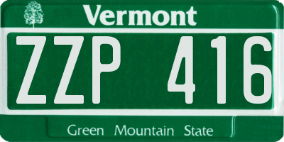 VT license plate ZZP416