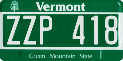 VT license plate ZZP418