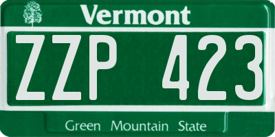 VT license plate ZZP423