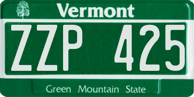 VT license plate ZZP425