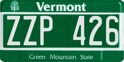 VT license plate ZZP426