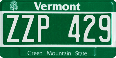 VT license plate ZZP429
