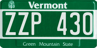 VT license plate ZZP430
