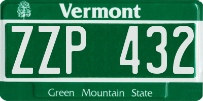 VT license plate ZZP432