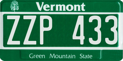 VT license plate ZZP433
