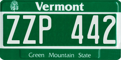 VT license plate ZZP442