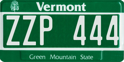 VT license plate ZZP444
