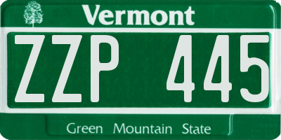VT license plate ZZP445