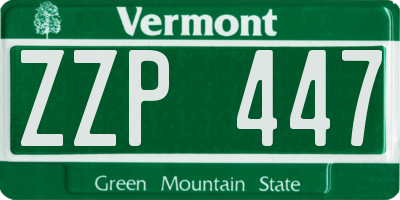 VT license plate ZZP447