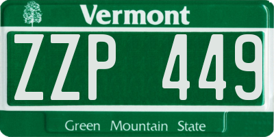 VT license plate ZZP449