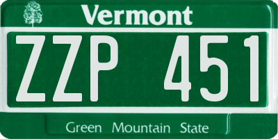 VT license plate ZZP451