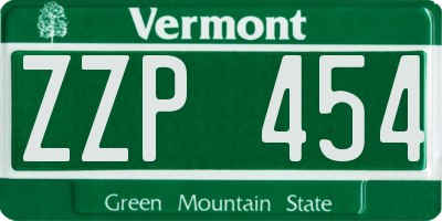 VT license plate ZZP454