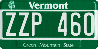 VT license plate ZZP460