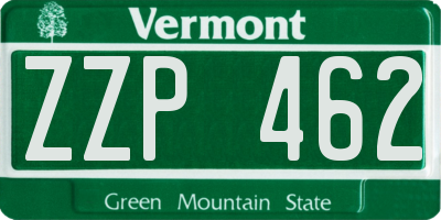 VT license plate ZZP462