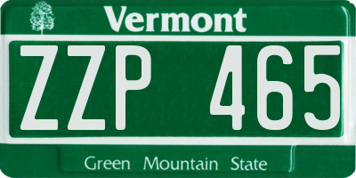 VT license plate ZZP465