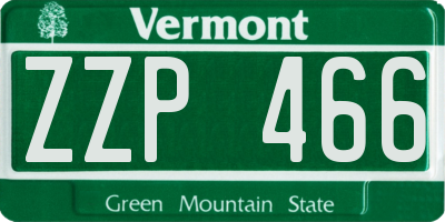 VT license plate ZZP466