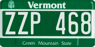 VT license plate ZZP468