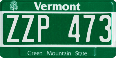 VT license plate ZZP473