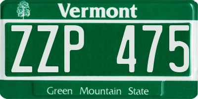 VT license plate ZZP475
