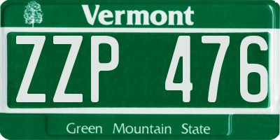 VT license plate ZZP476
