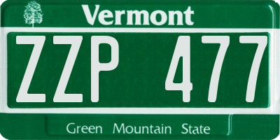 VT license plate ZZP477