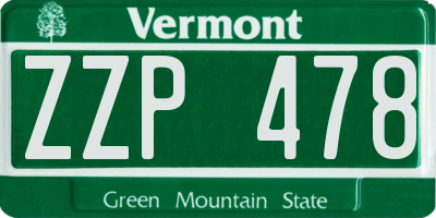 VT license plate ZZP478
