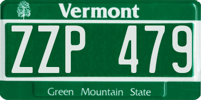 VT license plate ZZP479