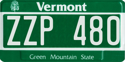 VT license plate ZZP480