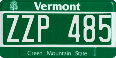 VT license plate ZZP485