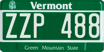 VT license plate ZZP488
