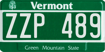 VT license plate ZZP489